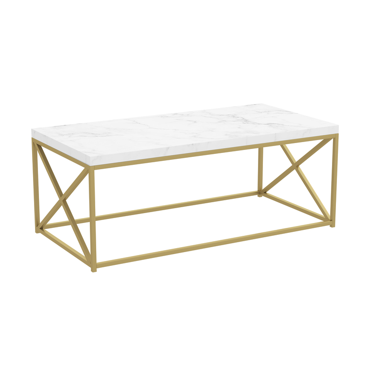 S & Co. Coffee Table 44L Marble Gold Metal image - 1