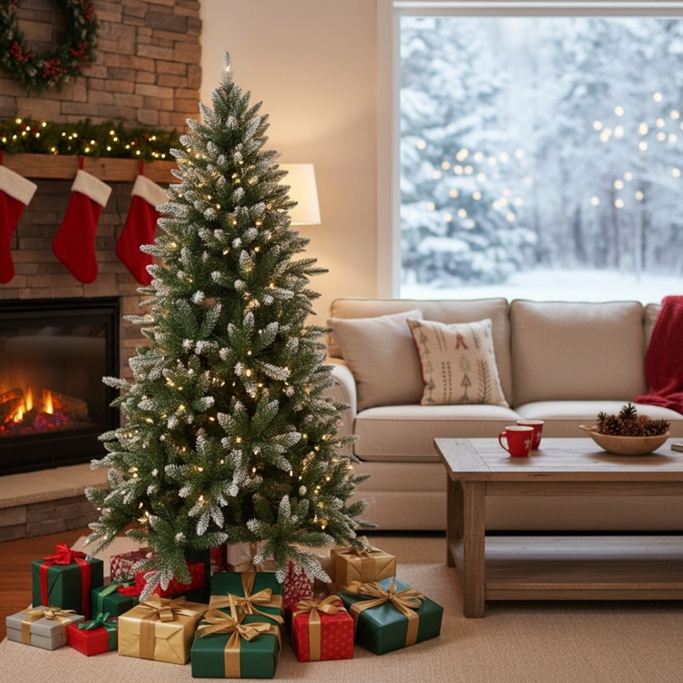 Naomi Home Alberta White Tip Artificial Christmas Tree with Lights image - 1