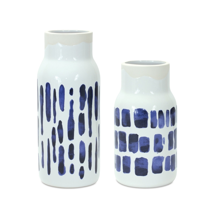 Ceramic Vases Set of 2 - Decorative Home Accent Vases - Modern Blue ...