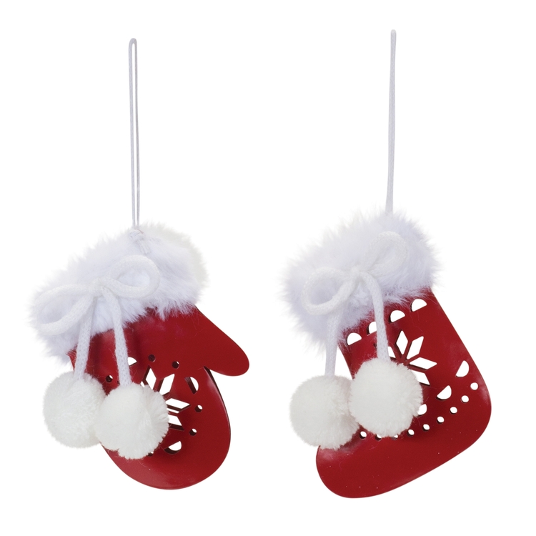 Melrose International Snowflake Mitten and Stocking Ornament Set