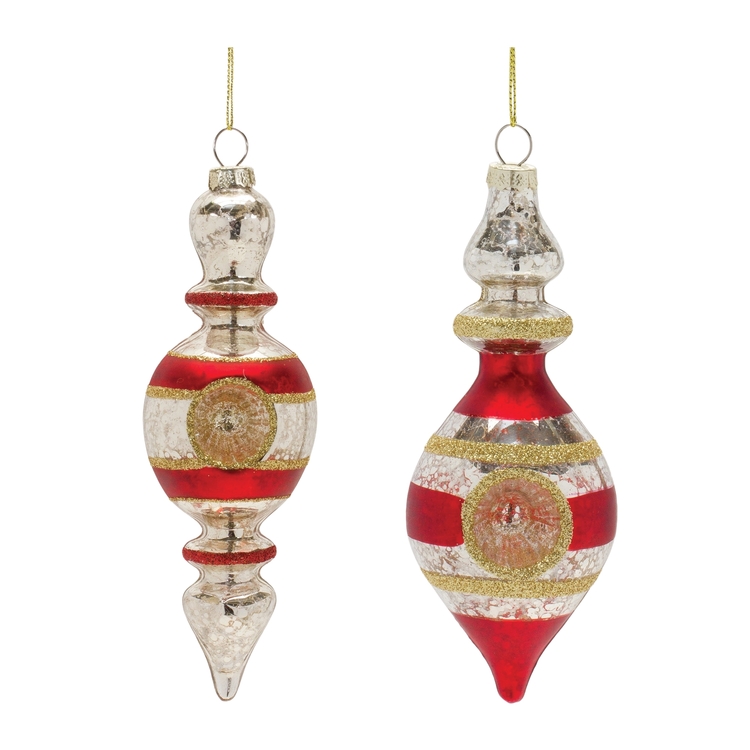 Melrose International Glass Reflector Finial Drop Ornament