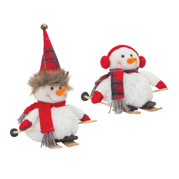 Melrose International Snowman on Skis (Set of 2) 6"H, 11"H Polyester image - 1