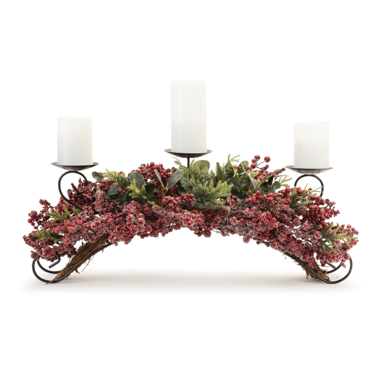 Melrose International Pine and Berry Centerpiece Candle Holder 31"L image - 1