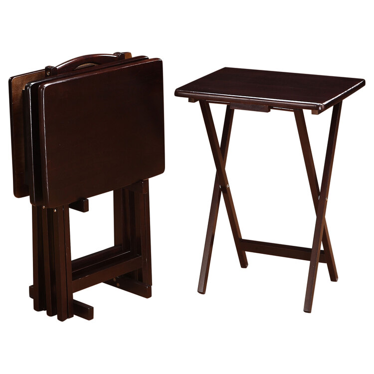 Coaster 5-piece Tray Table Set with Stand Cappuccino image - 1