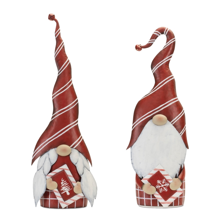 Melrose International Christmas Gnome (Set of 2) 23.5"H, 25"H Iron image - 1