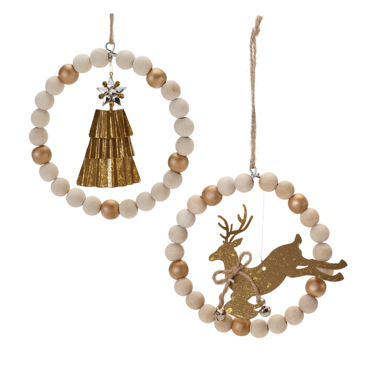 Melrose International Snowman Tree Deer Ornament Set