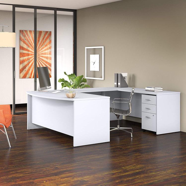 U Shaped Desk with Mobile File Cabinet