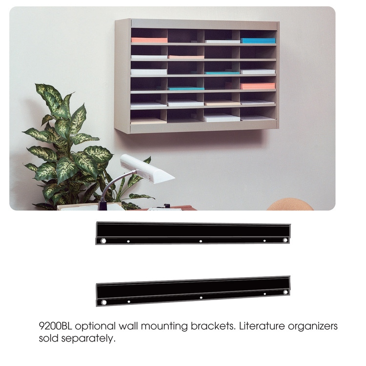 Literature Organizer Wall Mounting Bracket Black Steel 34 W x 4 H - Safco Products image - 1