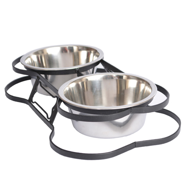 Iconic Pet - Heavy Duty Pet Double Diner for Dog or Cat (Bone Design) - 2 Qt - 64 oz 8 cup image - 1