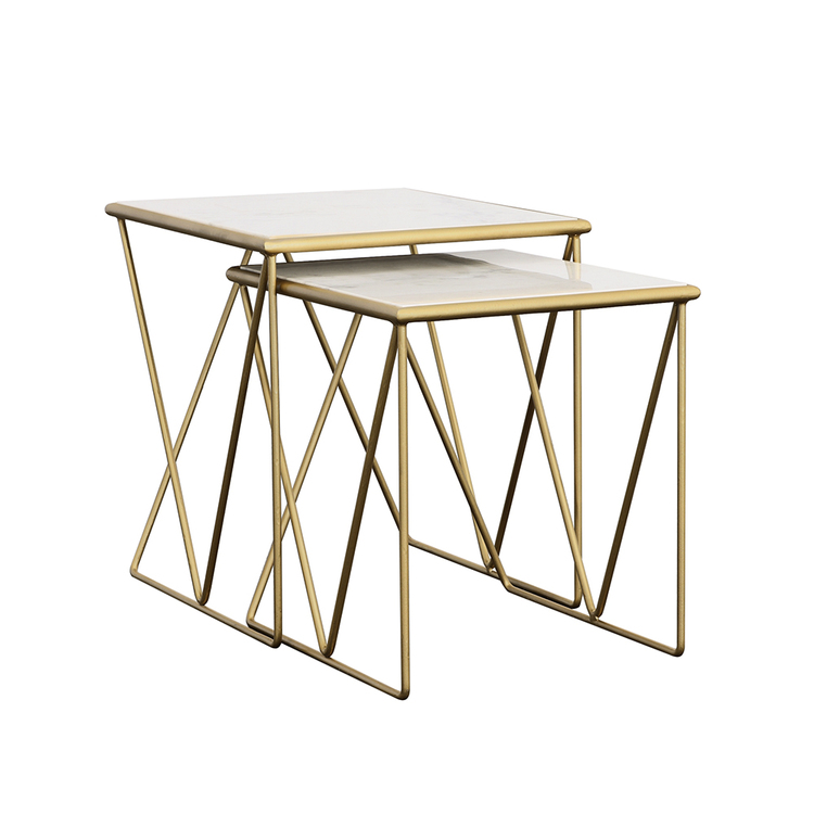 Coaster 2-piece Nesting Table Set White and Gold image - 1