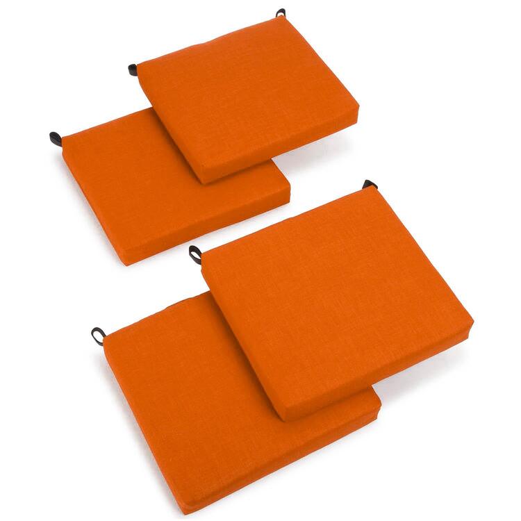 Outdoor Tangerine Chair Cushion Set of Four 20x19 Inches Polyester - Blazing Needles image - 1