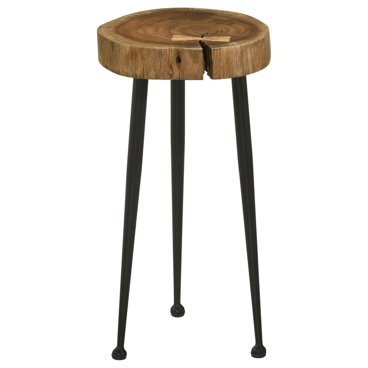 Coaster Keith Round Solid Tree Trunk Side Table Natural and Black image - 1