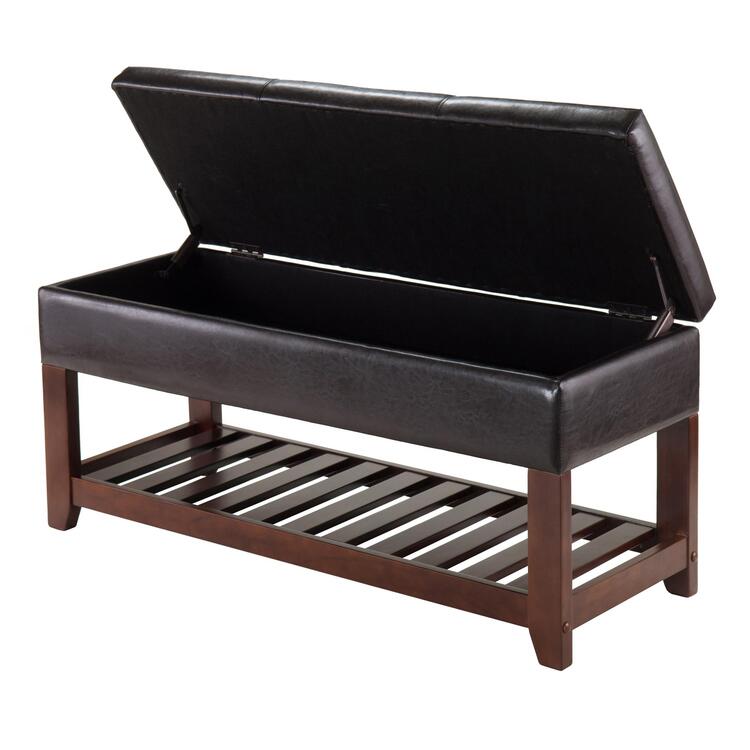 Winsome Monza Storage Chest Bench, Espresso and Walnut image - 1