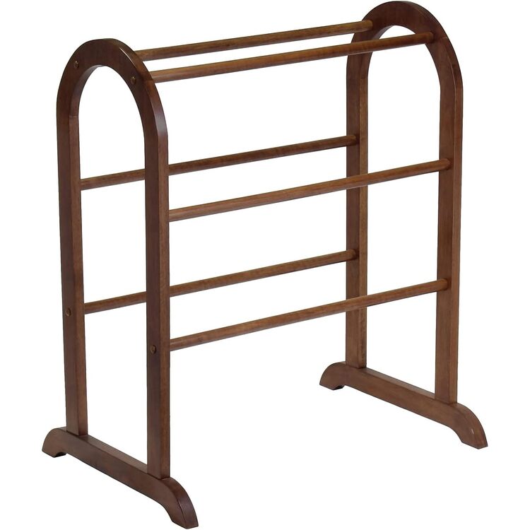 Dark Wood Quilt Rack Display Stand 30 Tall Brown Finished - Winsome image - 1