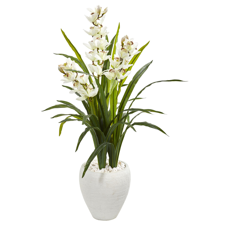 Orchid Artificial Plant In White Planter