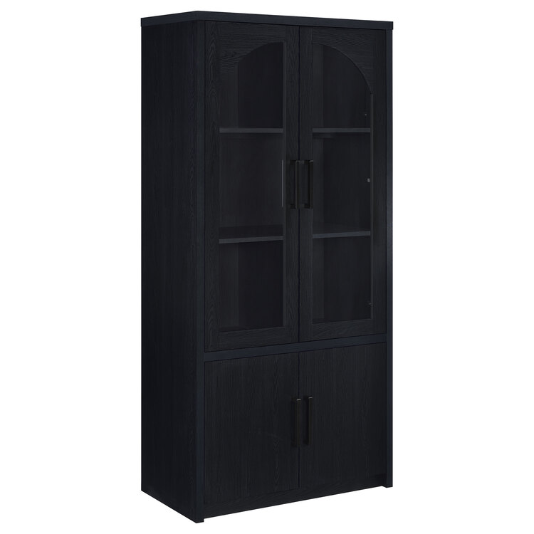 Coaster Riva 4-door Tall Accent Display Cabinet LED Lighting Black image - 1