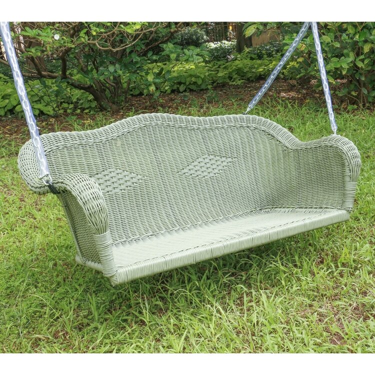 International Caravan Hanging Loveseat Swing - Resin Wicker Patio Chair image - 1