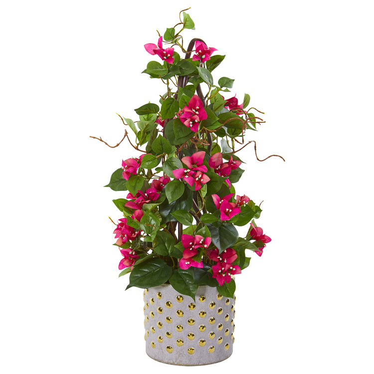 Nearly Natural 25? Bougainvillea Artificial Climbing Plant in Designer Vase image - 1