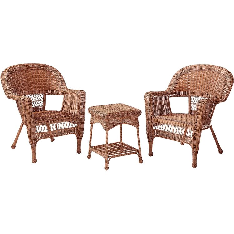 Jeco Piece Resin Wicker Patio Conversation Set in Espresso