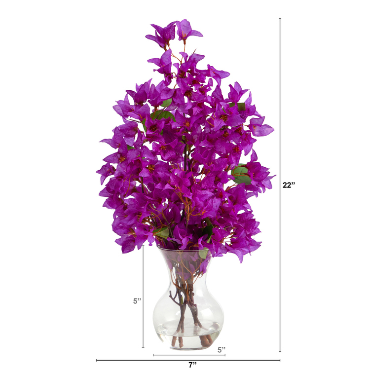 Nearly Natural 22in. Artificial Bougainvillea Arrangement with Fluted