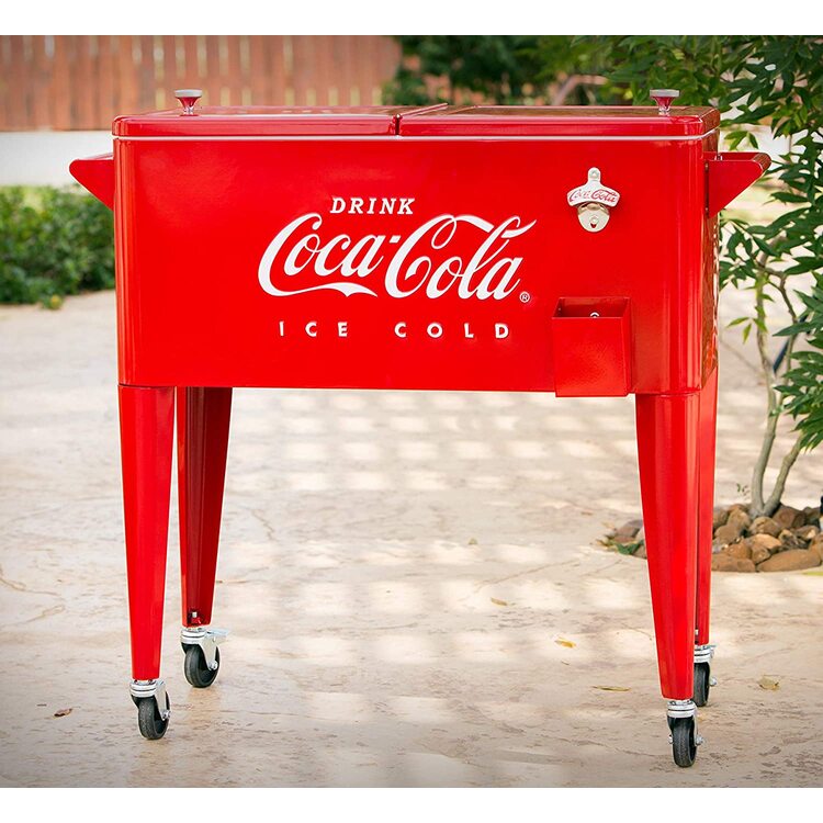 80 Coca-Cola Embossed Ice Cold Cooler on Wheels