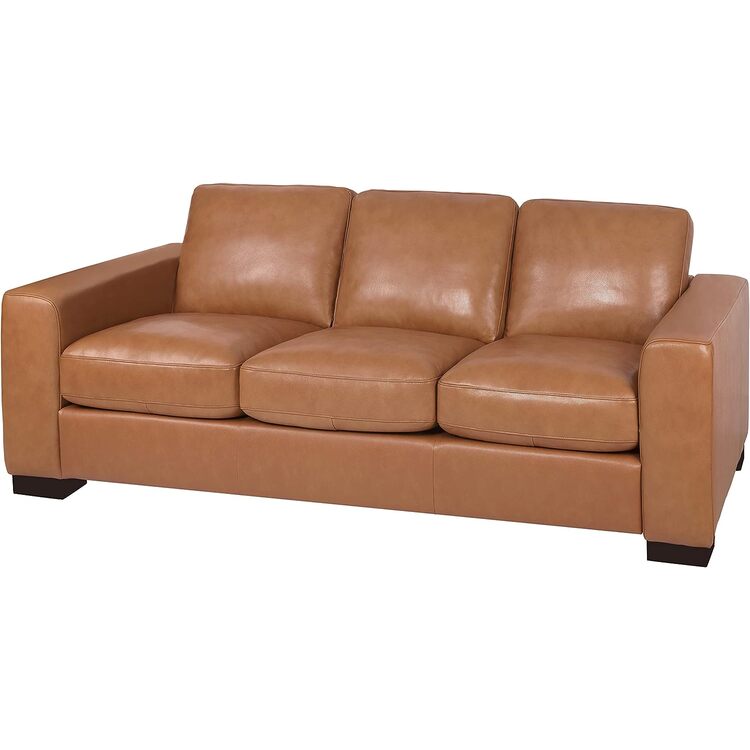Naomi Home Freya Contemporary Oversized Genuine Leather Sofa