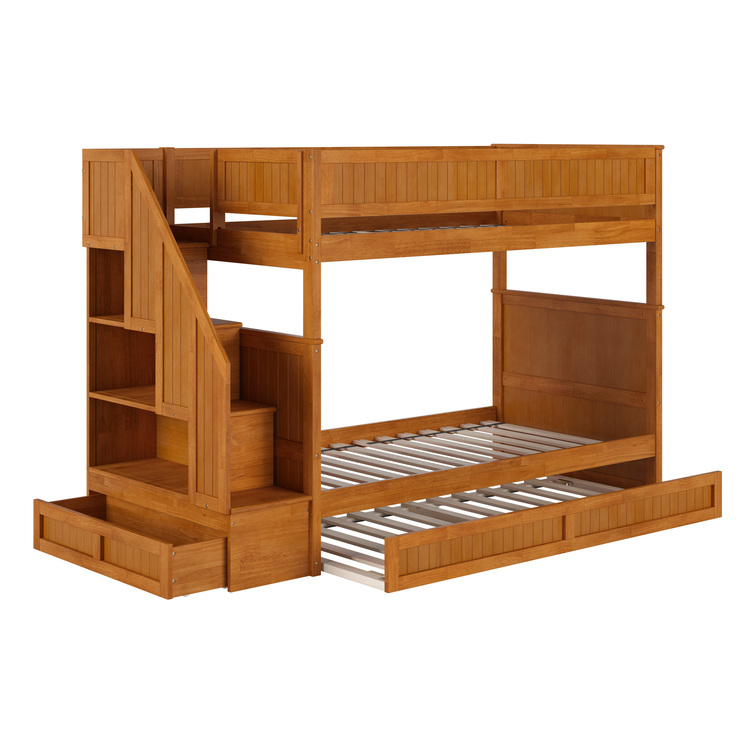 AFI, Dover Twin over Twin Staircase Bunk Bed with Storage Drawer & Twin ...