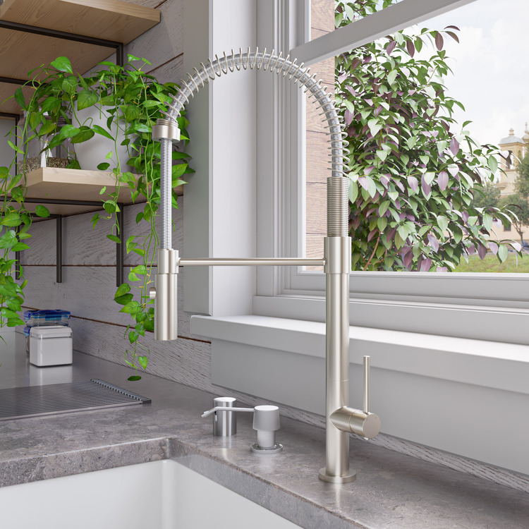 ALFI brand ABKF3732-BN Brushed Nickel Commercial Spring Kitchen Faucet image - 1