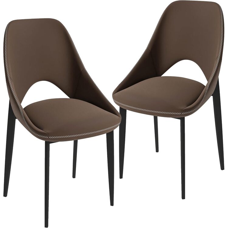 LeisureMod Amalfi Collection Fabric Modern Dining Chair in Light Brown - Set of 2 image - 1