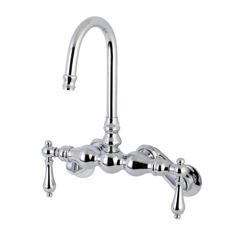 Polished Chrome Clawfoot Tub Faucet Wall Mount Vintage Style - Kingston Brass image - 1