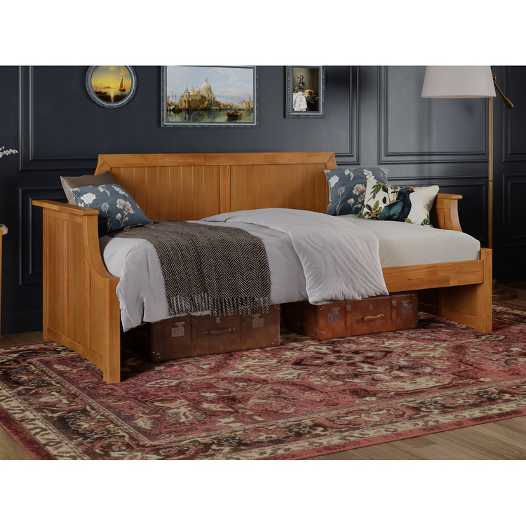 HomeStock Victorian Vintage Twin Size Daybed - Light Toffee, 39x79.5x34.63 Inches, Unique Curved Back Board, Solid Wood image - 1