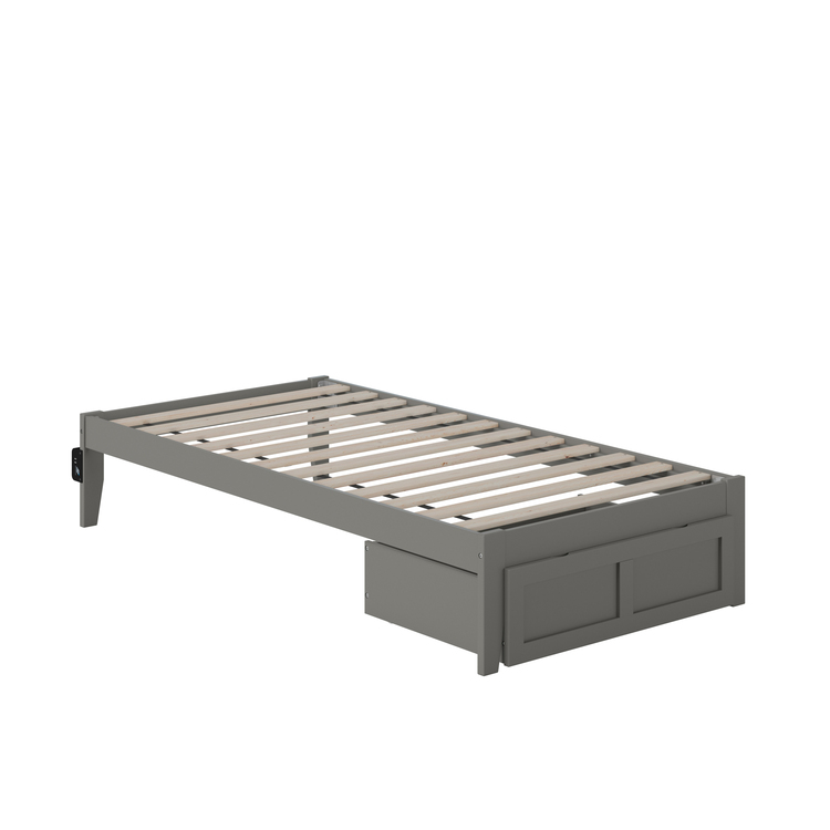AFI Colorado Twin Bed with Foot Drawer and USB Turbo Charger in Grey image - 1