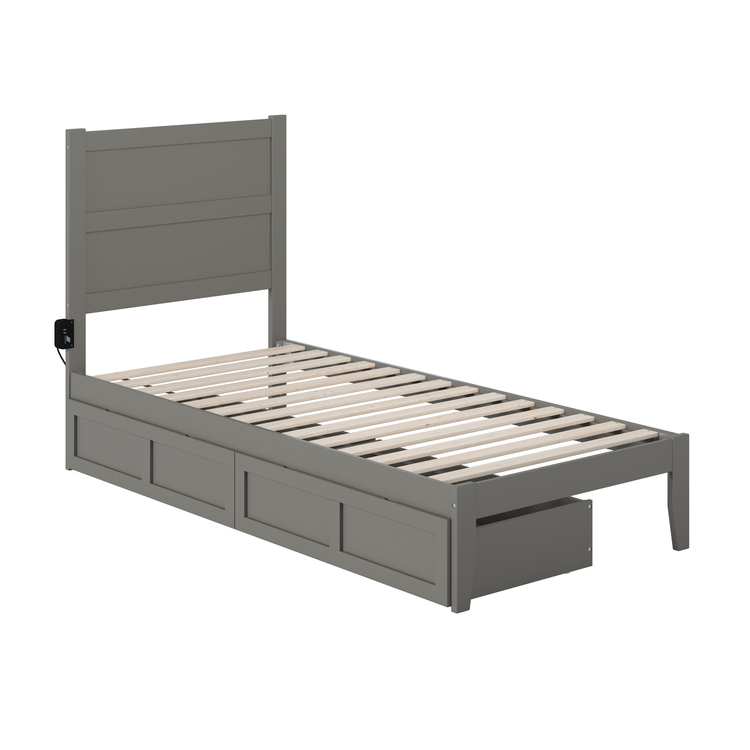 AFI NoHo Twin Extra Long Bed with 2 Drawers in Grey image - 1