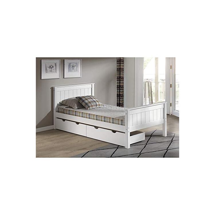 Bolton Furniture Harmony Twin Bed with Storage Drawers, White