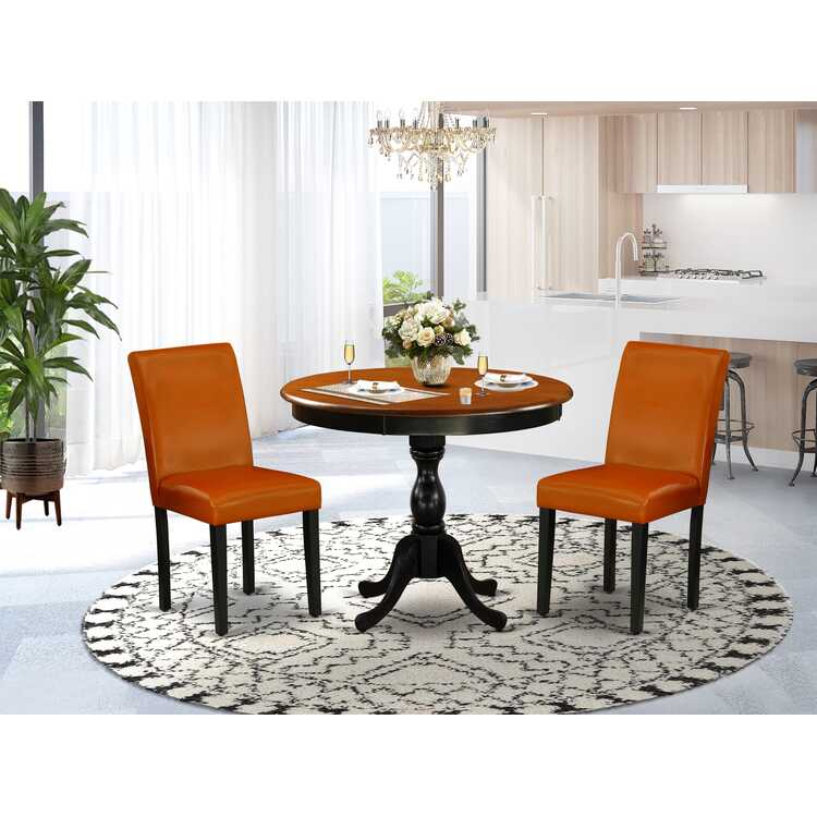 Round Kitchen Table Set with 2 Parsons Chairs - 36 Inch image - 1
