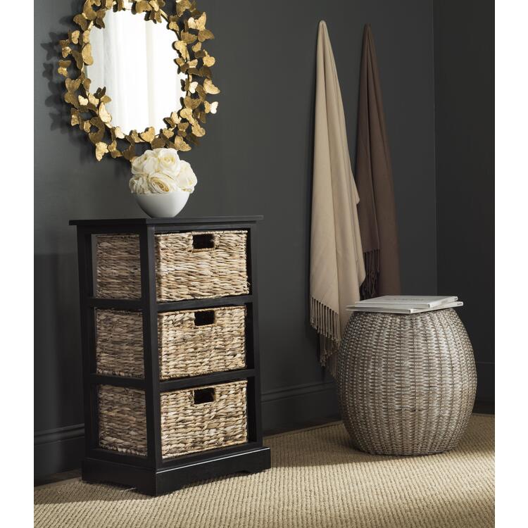 Halle 3 Wicker Basket Storage Side Table image - 1