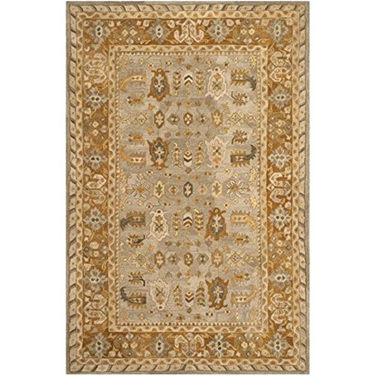 Hand Tufted Light Grey/Gold Wool Pile Rectangle Rug 3x5' - Safavieh image - 1