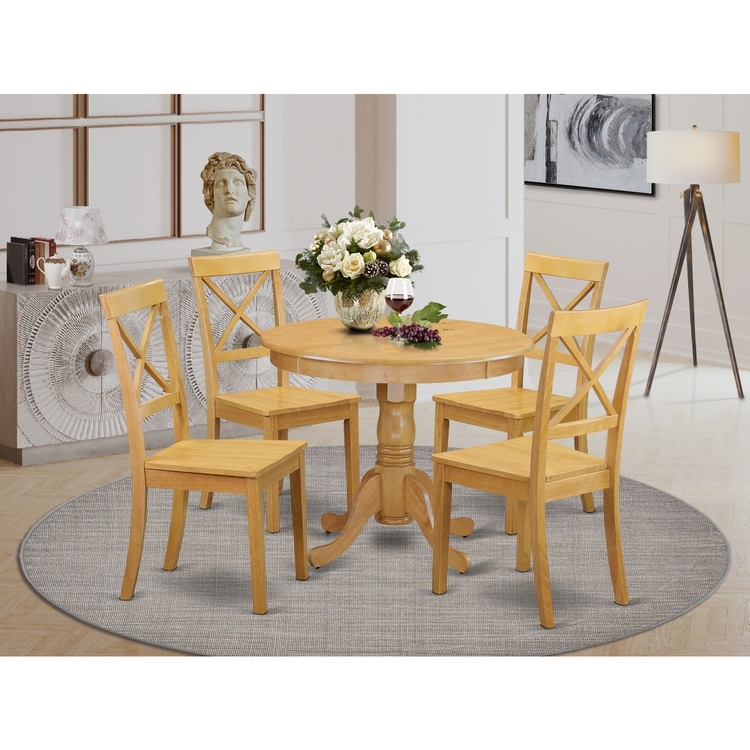 Modern 5-Piece Round Dining Set - Kitchen Table & 4 Chairs - OJCommerce.com