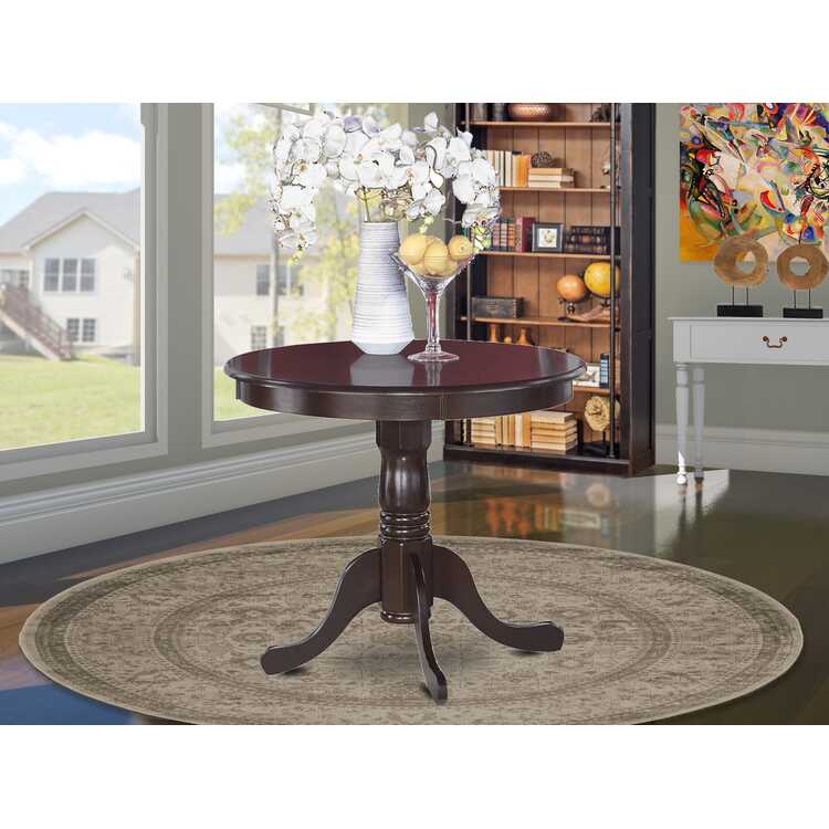 East West Furniture Round Pedestal Dining Table - 36 Inch Oak Finish image - 1