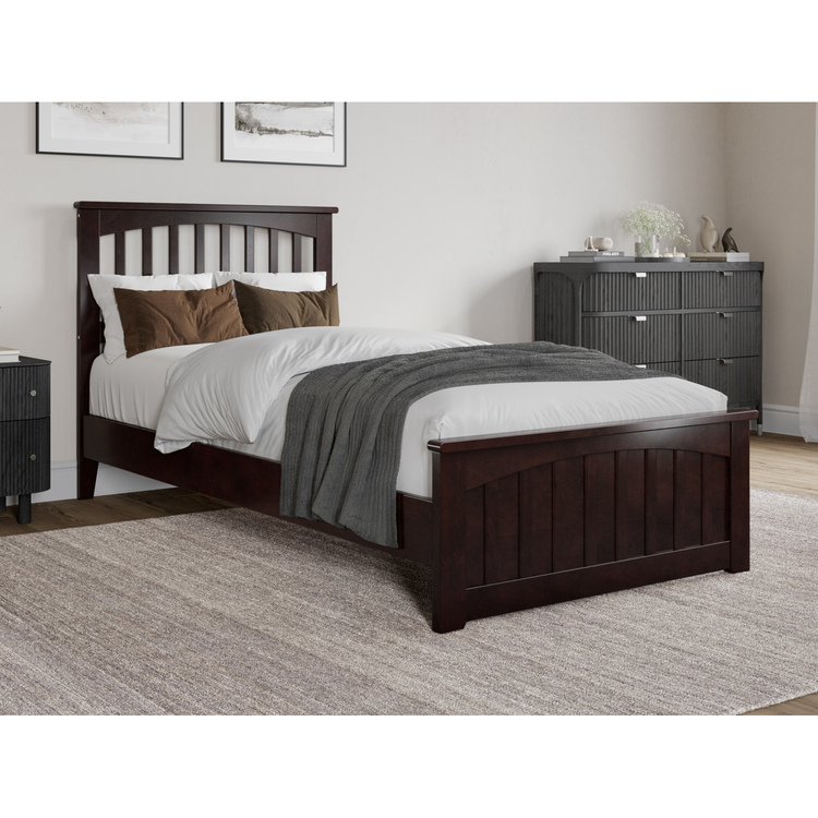 AFI Becket Twin XL Solid Wood Low Profile Platform Bed with Matching Footboard in Espresso image - 1