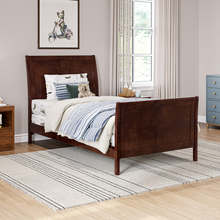 AFI Portland Full Foundation Bed with Matching Footboard in Walnut image - 1