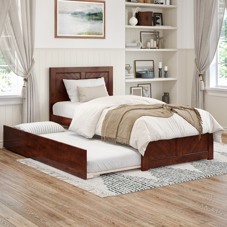 AFI Furnishings Canyon Twin XL Platform Bed with Matching Footboard & Twin XL Trundle in Walnut image - 1