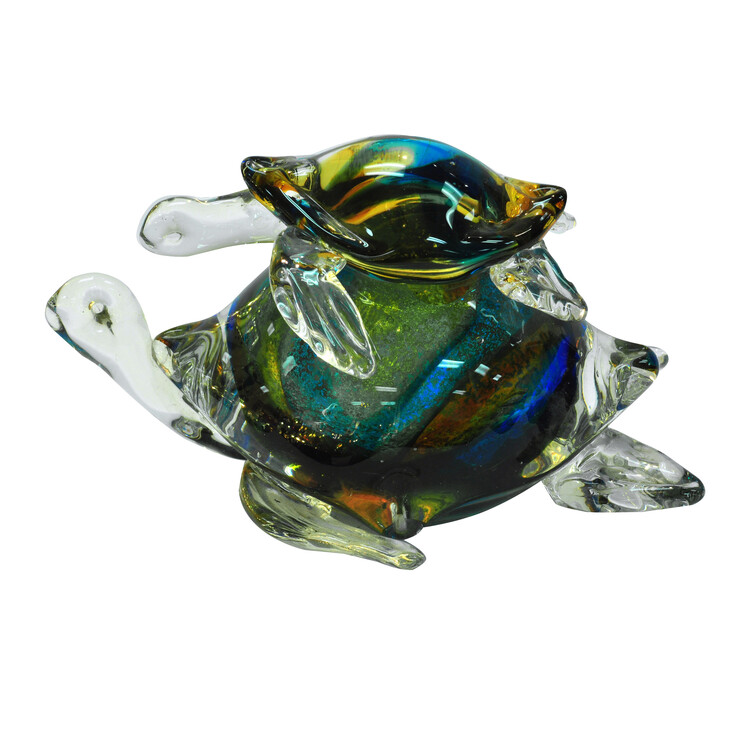 Dale Tiffany Colorful Sea Turtle Handcrafted Art Glass Figurine image - 1