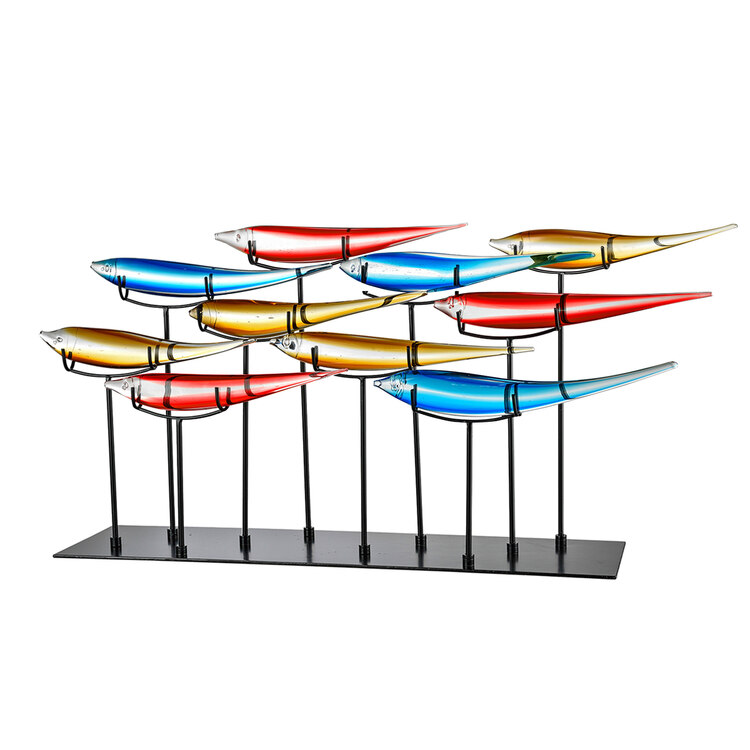 Multicolor Fish Handcrafted Art Glass Figurine 10 inches Tall - Dale Tiffany Lamps image - 1