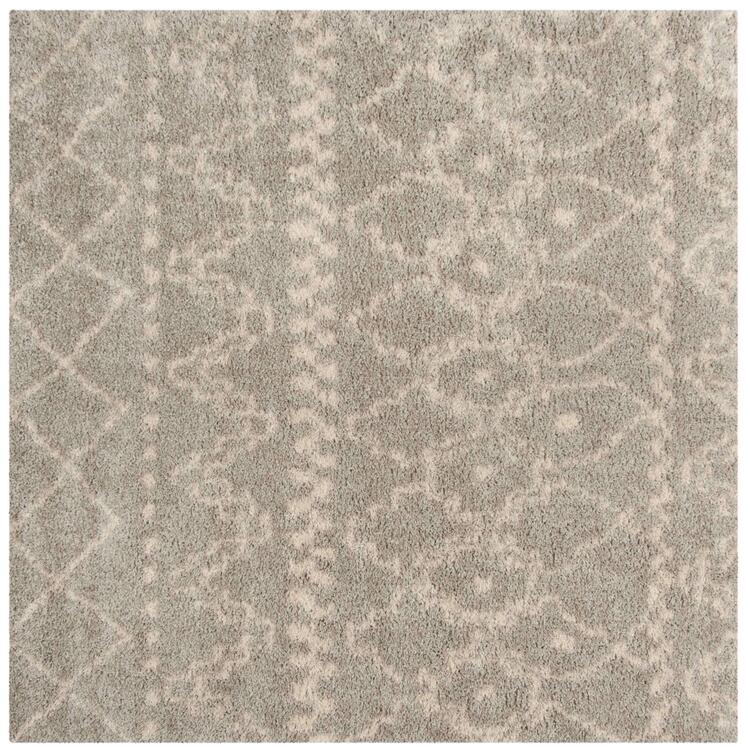 Grey/Ivory Shag Area Rug 6x7 Square Polypropylene Power Loomed - Safavieh image - 1