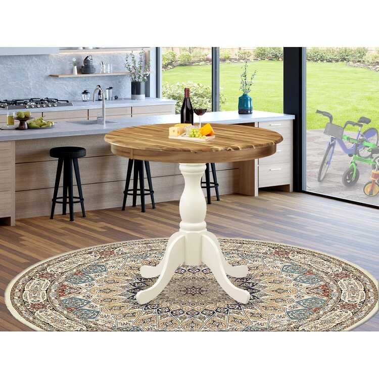 East West Furniture Tavolino Da Pranzo In Legno Di Gomma, Finitura Giacobica, Rotondo, Large (48x48x30 Cm)