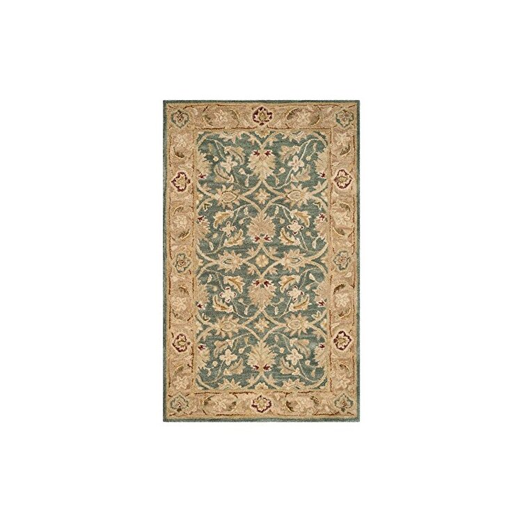 9x6 Rugs Traditional Wool Pile Rugs Teal Blue Taupe 9x6 Medium Rectangle ...