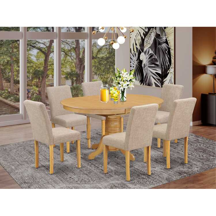 7 Piece Dining Set - Oval Table & 6 Linen Chairs - OJCommerce.com