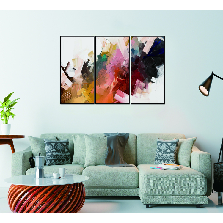 Whiteline Modern Living Luz 3-Piece 48"x24" (each) Canvas Wall Art, Black PS Frame image - 1