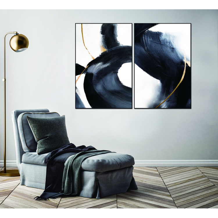 Whiteline Modern Living Nero 2-Piece 40"x60" (each) Canvas Wall Art, Black PS Frame image - 1